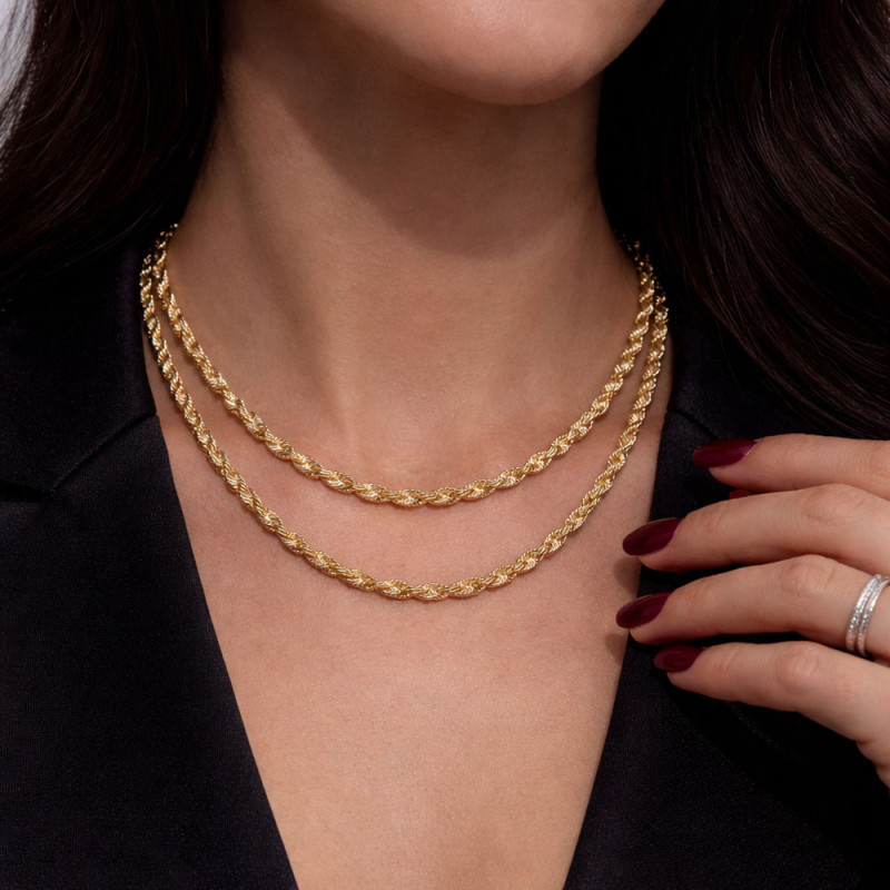 Xuping 14K Altın Kaplama 60 cm Burgu Zincir Premium Kolye