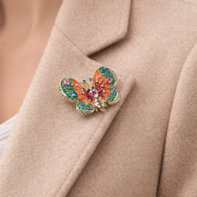 Renkli Taşlı Kelebek Broş