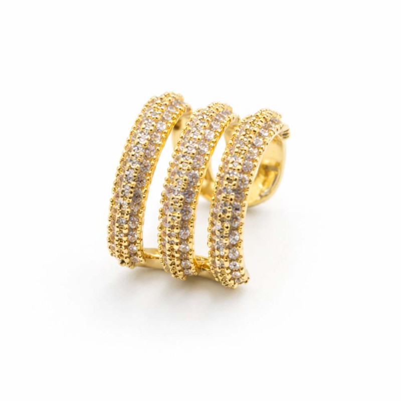 Altın Renk Çoklu Sıra Taşlı Ear Cuff Deliksiz Kıkırdak Küpe 1 Adet
