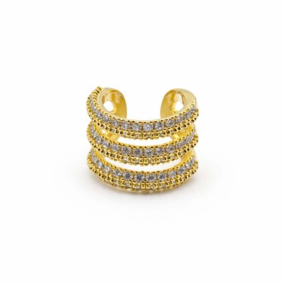 Altın Renk Çoklu Sıra Taşlı Ear Cuff Deliksiz Kıkırdak Küpe 1 Adet
