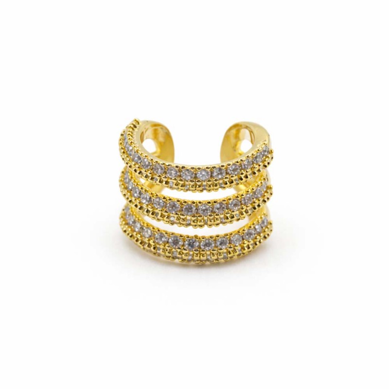 Altın Renk Çoklu Sıra Taşlı Ear Cuff Deliksiz Kıkırdak Küpe 1 Adet