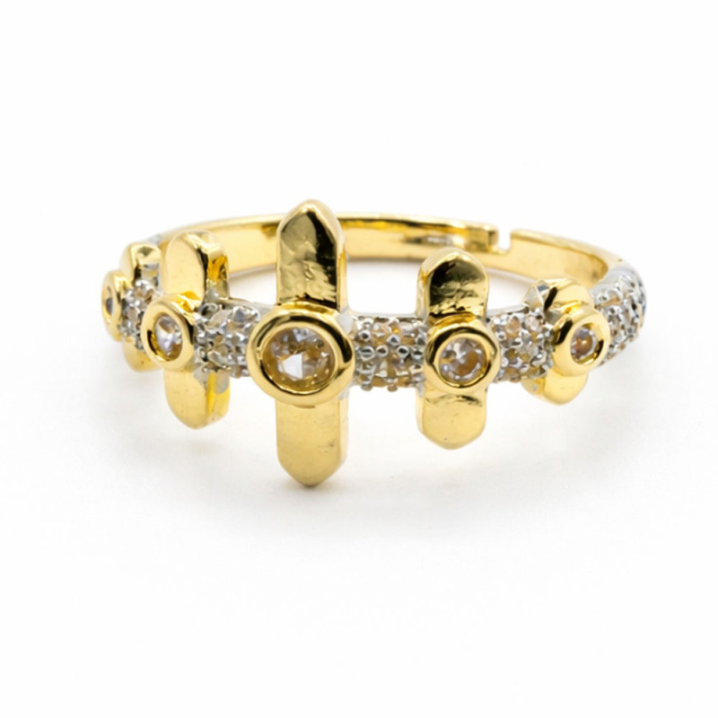 Altın Renk Taş Detaylı Ayarlanabilir Yüzük