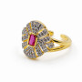 Altın Renk Kırmızı Taş Detaylı Ayarlanabilir Yüzük