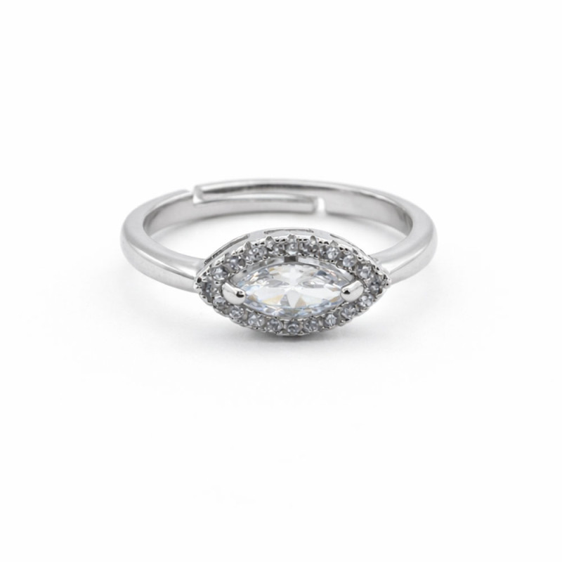 Gümüş Renk Damla Taşlı Ayarlanabilir Yüzük