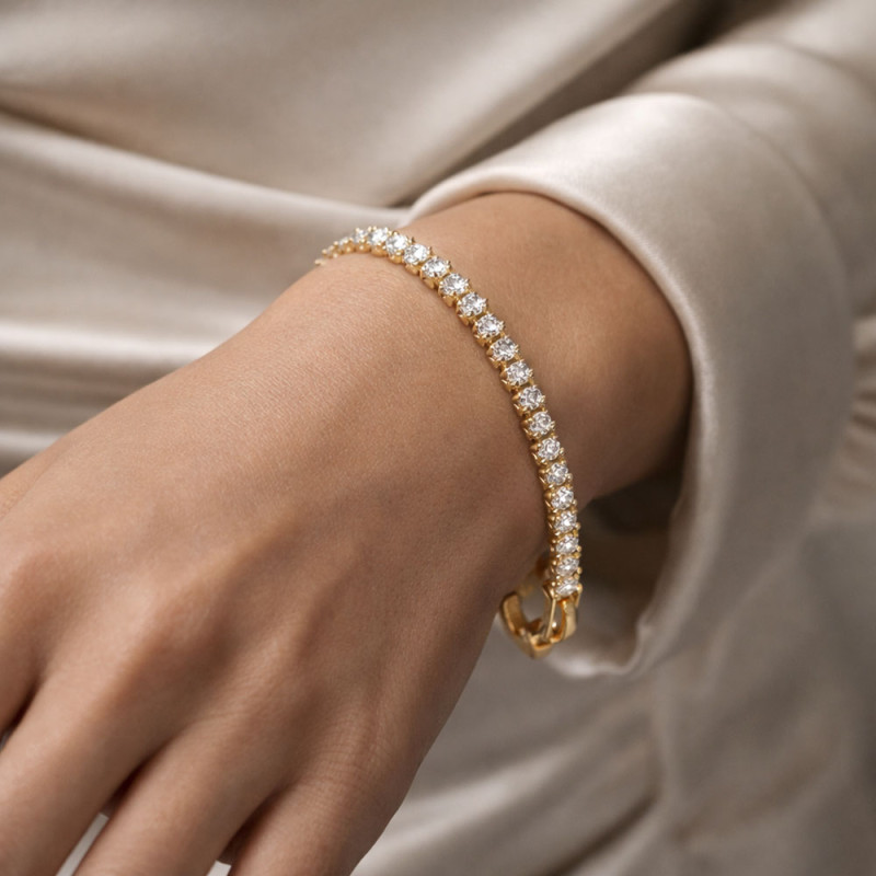 Xuping 14K Altın Kaplama Işıltılı Taş Dizilimli Premium Bileklik