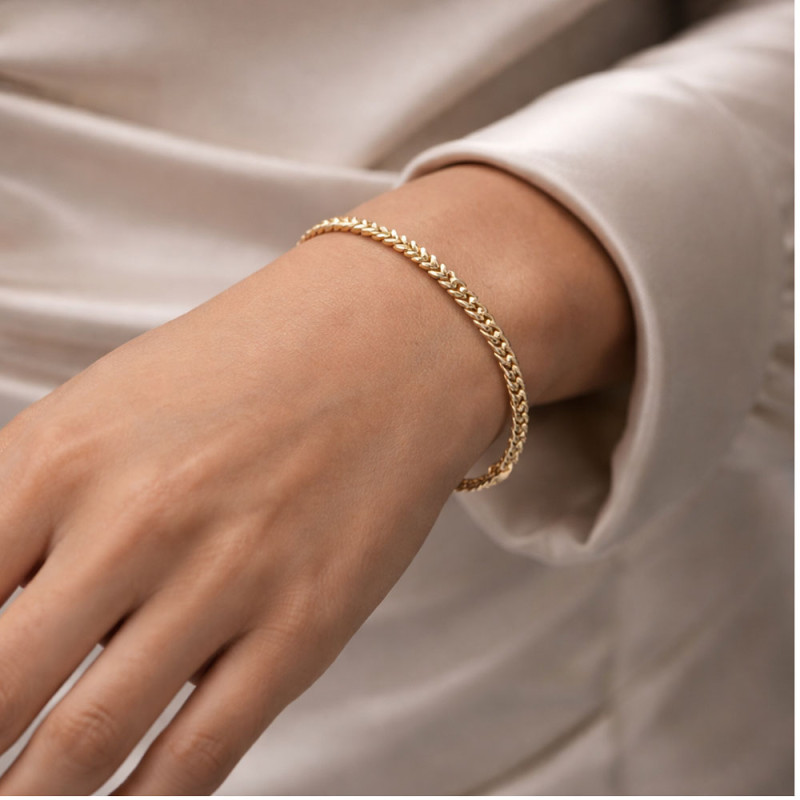 Xuping 14K Altın Kaplama Balıksırtı Zincir Premium Bileklik