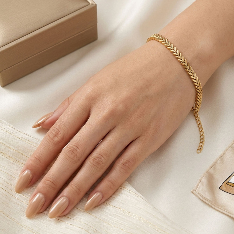 Xuping 14K Altın Kaplama Minimal Zarif Zincir Premium Bileklik