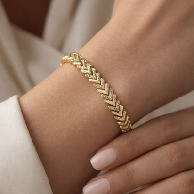 Xuping 14K Altın Kaplama Geometrik Zincir Premium Bileklik