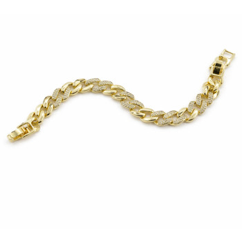 Xuping 14K Altın Kaplama Taşlı Kalın Zincir Premium Bileklik