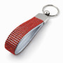 Kırmızı Taşlı Deri Anahtarlık – Kristal Detaylı Premium Anahtarlık
