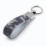 Beyaz Leopar Desenli Taşlı Deri Anahtarlık – Kristal Detaylı Premium Anahtarlık
