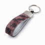 Kırmızı Leopar Desenli Taşlı Deri Anahtarlık – Kristal Detaylı Premium Anahtarlık