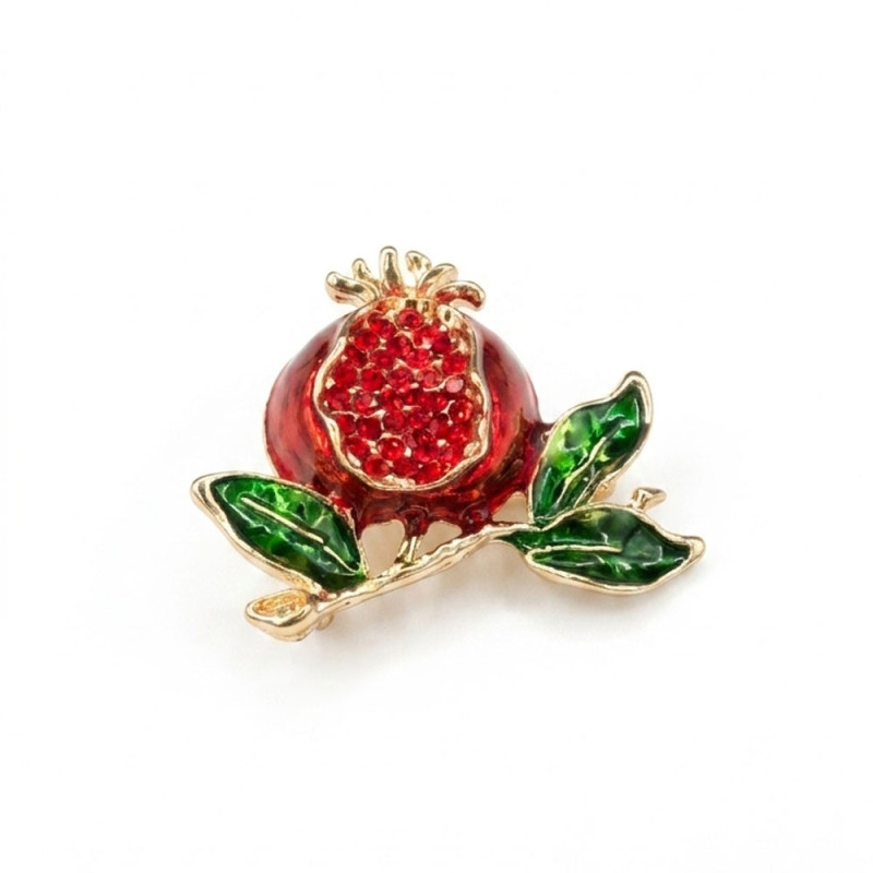 Nar Figürlü Taşlı Şık Broş