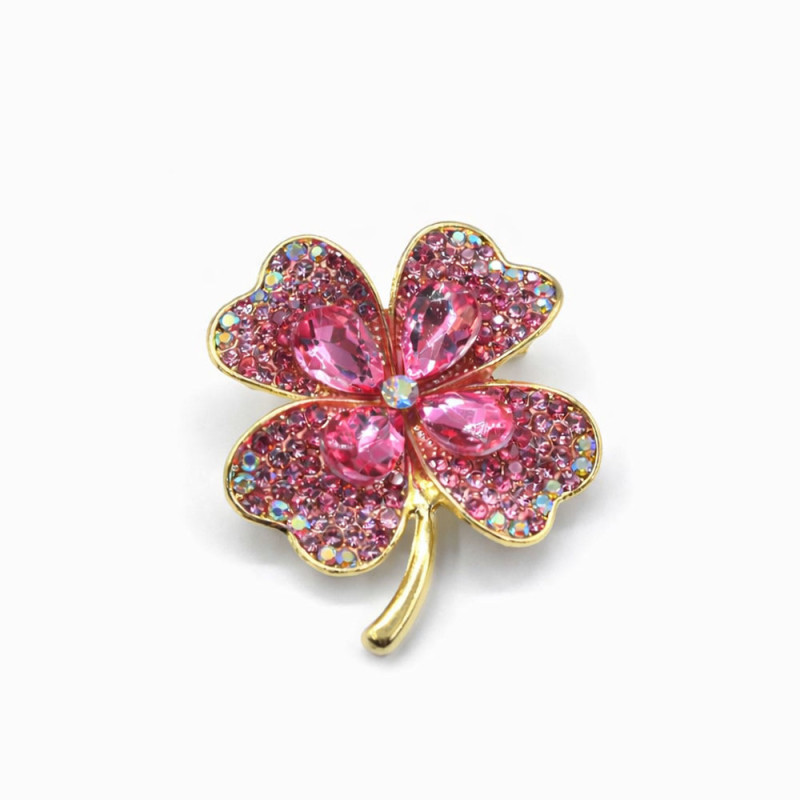 Pembe Taşlı Yonca Broş