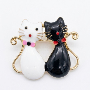 Sevimli İkili Kedi Broş