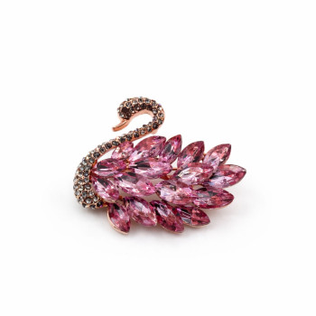 Pembe Kuğu Broş Kristal Taşlı Zarif Kuğu Tasarım
